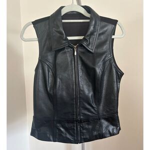 Wilsons Leather Black Pelle Studio Vest Women's Large Stretch Mesh Back